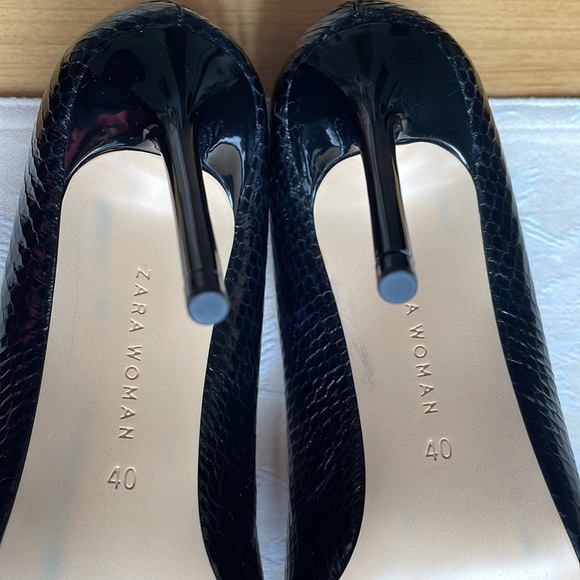 Zara Black High Heel Pumps Snake Skin Print.Pointed Toe. - Picture 10 of 11